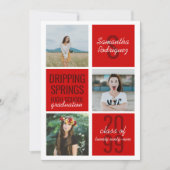 Red 3-Photo Fun Boxes Afstuderen Invitation Kaart (Voorkant)