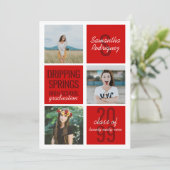 Red 3-Photo Fun Boxes Afstuderen Invitation Kaart (Staand voorkant)