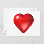 Red 3D Heart Briefkaart (Voorkant / Achterkant)