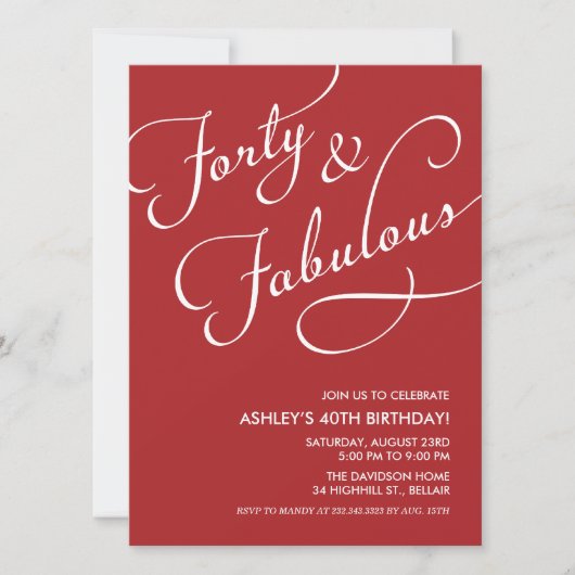 Red 40 en Fabulous Invitations Kaart (Voorkant)