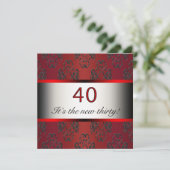 Red 40th Birthday Party Invitation (Debout devant)