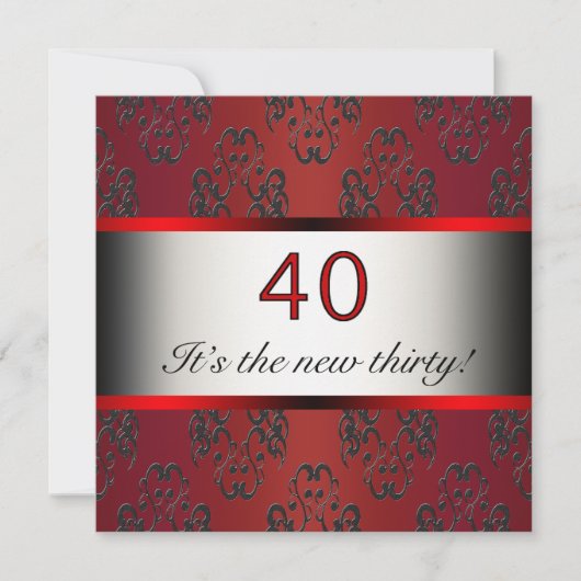 Red 40th Birthday Party Invitation (Devant)