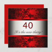 Red 40th Birthday Party Invitation (Devant / Derrière)