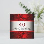 Red 40th Birthday Party Invitation (Debout devant)