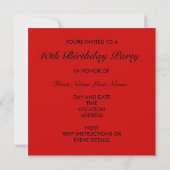 Red 40th Birthday Party Invitation (Dos)