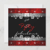 Red 50 & Fabulous 50th Birthday Party Kaart (Voorkant)