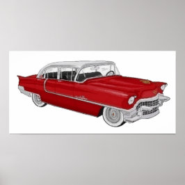 Red 50's Cadillac Poster
