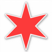 Red 6-punts Chicago Flag Star Vinyl Sticker (Voorkant)