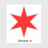Red 6-punts Chicago Flag Star Vinyl Sticker (Vel)