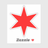 Red 6-punts Chicago Flag Star Vinyl Sticker (Vel)