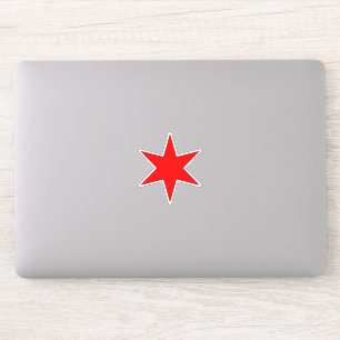 Red 6-punts Chicago Flag Star Vinyl Sticker