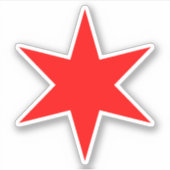 Red 6-punts Chicago Flag Star Vinyl Sticker (Voorkant)
