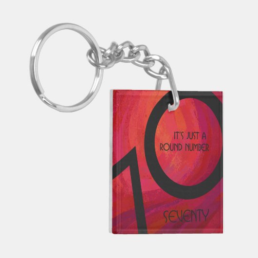 Red 70 Decade Birthday Sleutelhanger (Voorkant Links)
