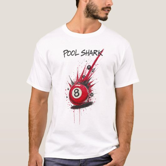 Red 8-Ball Pool Shark | Raw Sketch Art Style T-shirt (Voorkant)