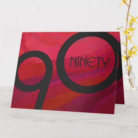 Red 90 Decade Birthday Kaart (Gele Bloem)