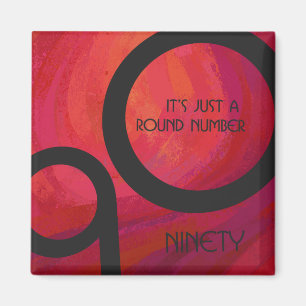 Red 90 Decade Birthday Magneet