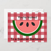 Red À damiers Nappe Watermelon Invitation (Devant / Derrière)