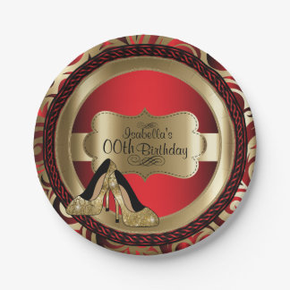 Red Abstract 00th Birthday Gold op hoge hoogte Papieren Bordje