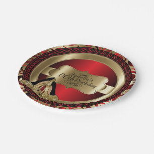 Red Abstract 00th Birthday Gold op hoge hoogte Papieren Bordje