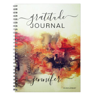Red Abstract Art Gratitude Journal Monogram Notitieboek