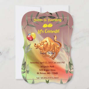 Red Abstract Birthday Taurus (20 april - 20 mei) Kaart