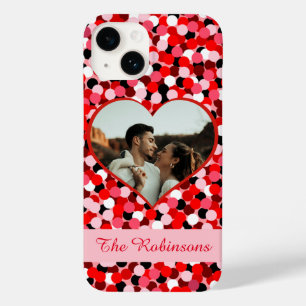 Red Abstract Dot Heart Lijst Foto Case-Mate iPhone 14 Hoesje