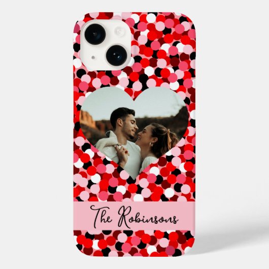 Red Abstract Dot Heart Lijst Foto Case-Mate iPhone Case (Achterkant)