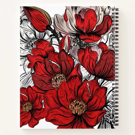 Red Abstract Floral 2022 Persoonlijke zakboek Notitieboek (Achterkant)