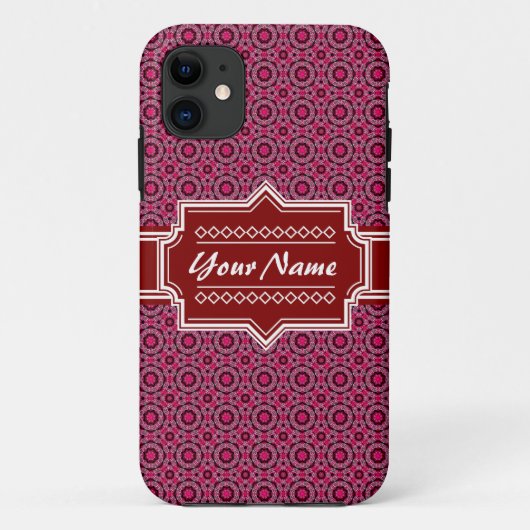 Red Abstract Geometric Pattern Gepersonaliseerd Case-Mate iPhone Case (Achterkant)