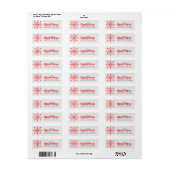 Red Abstract kerstsnowflake Etiket (Full Sheet)