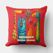 Red Abstract Safari Pals Kids Throw Pillow Kussen (Voorkant)