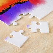 Red Abstracte Sunset Jigzaag Puzzle Legpuzzel (Zijkant)