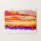 Red Abstracte Sunset Jigzaag Puzzle Legpuzzel (Horizontaal)