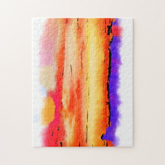 Red Abstracte Sunset Jigzaag Puzzle Legpuzzel (Verticaal)