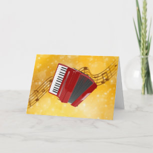 Red Accordion op muzieknoten Kaart