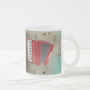 Red Accordion over muzikale notities Matglas Koffiemok