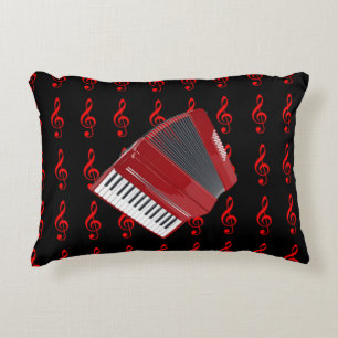 Red Accordion, rode driehoekige klop op zwarte ach Decoratief Kussen