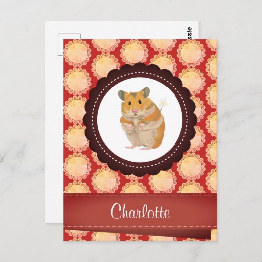Red Add Jouw naam Hamster Briefkaart (Voorkant / Achterkant)