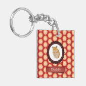 Red Add Jouw naam Hamster Sleutelhanger (Voorkant Links)