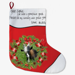 Red ADD YOUR GOAT Photo - Name Dear Santa Wreath Grote Kerstsok