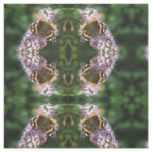 Red Admiral Butterfly en Buddleia Patterned Stof