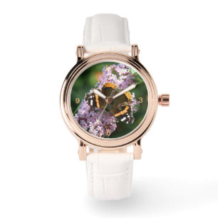 Red Admiral Butterfly en Buddleia Watch Horloge