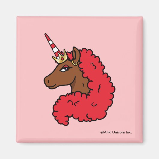 Red Afro Unicorn Magneet (Voorkant)