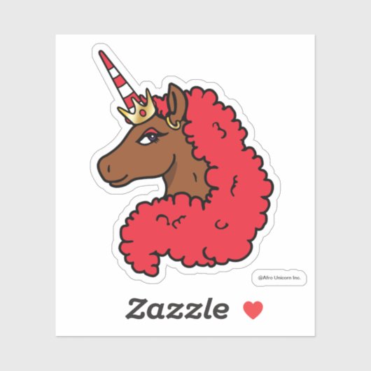 Red Afro Unicorn Sticker (Vel)