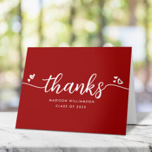 Red Afstuderen Chic Modern Elegant Script Hearts