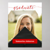 Red Afstuderen Script Modern Photo Poster (Voorkant)