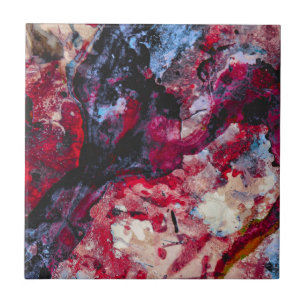 Red Agate Crystal Geode Abstract Tegeltje