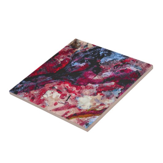 Red Agate Crystal Geode Abstract Tegeltje (Zijkant)