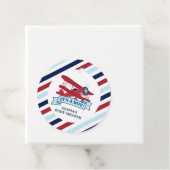 Red Airplane Baby shower Bedankjes Labels (In situ)