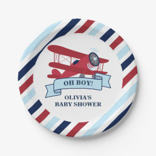 Red Airplane Baby shower Papieren Bordje